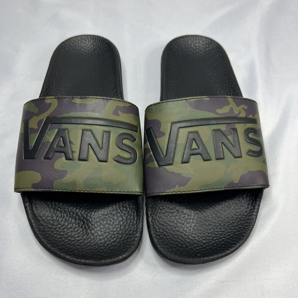 Vans Men's Camo Slides Slip-On Sandals Black Green Brown Size 7 - Picture 2 of 9